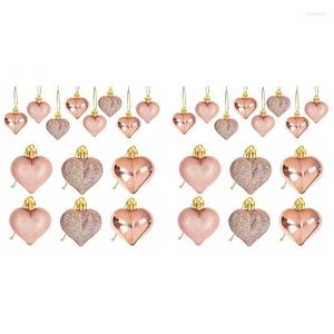 Figurines décoratives en or Rose, 48 pièces, boules décoratives en forme de cœur pour la saint-valentin, décorations suspendues pour arbre de maison