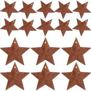 Figuras decorativas 4cm estrellas oxidadas granero miniatura árbol oxidado adornos de Navidad Diy Mini decoraciones vintage forma de Metal colgante