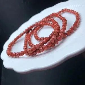 Decoratieve Beeldjes 4mm Groothandel Natuurlijke Rode Steen Kristal Healing Facet Snoep Armband Speciale Sieraden Cadeau Voor Vrienden