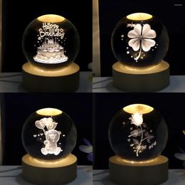 Figurines décoratives 4Models 3d Crystal Ball Verre laser Gravure Gâteau d'anniversaire ours Sphère Ornement Craft Globe pour Brthday Valentines Cadeau