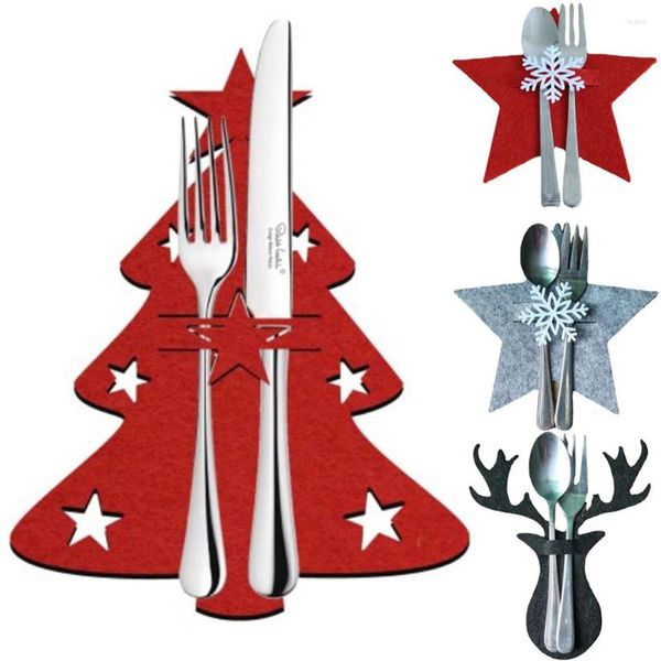 Figurines décoratives 4 pièces 36 styles porte-couteau et fourchette de noël élan sac à couverts de poche pour arbre de noël organisateur d'ustensiles de cuisine en tissu non tissé