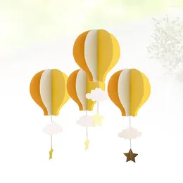Figurines décoratives 4pcs 3D Paper Pendant Balloons à air nuages ​​étoiles Started Ornements pour décoration intérieure (jaune orange et jaune clair)