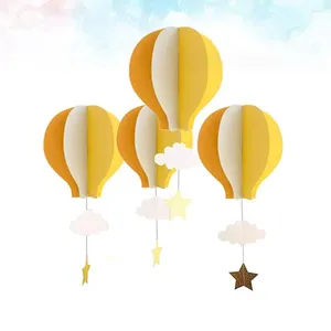 Decoratieve beeldjes 4 stuks luchtballon wolken papier hanger kamer decor feest (oranje geel en beige)