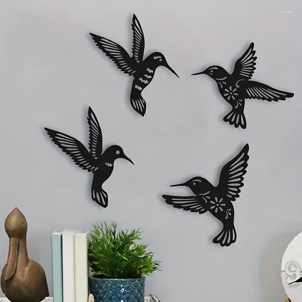 Figuras decorativas 4pcs Art Deco Metal Bird Wall mejore su espacio con una sofisticada decoración de la casa y la oficina