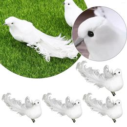 Decoratieve beeldjes 4 stks kunstmatige schuim veer geliefde vrede witte duiven tuing dia's bruiloft decor ambachtelijke vogels model pography props