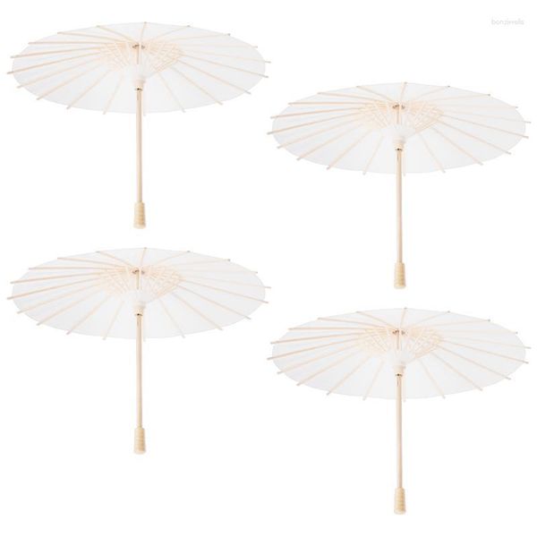 Figuras decorativas 4 piezas de papel japonés chino paraguas para paraguas blanca decoración de boda diámetro de decoración de boda de 30 cm estilo aleatorio estilo