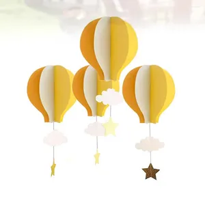 Decoratieve beeldjes 4 stuks kleurrijke luchtballon hangende decoratie 3D papieren lantaarns met ster en wolk kinderkamer