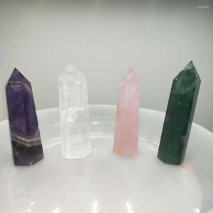Figurines décoratives 4 pièces cristal Point naturel rêveur améthyste Rose Quartz vert Fluorite obélisque baguette artisanat de guérison
