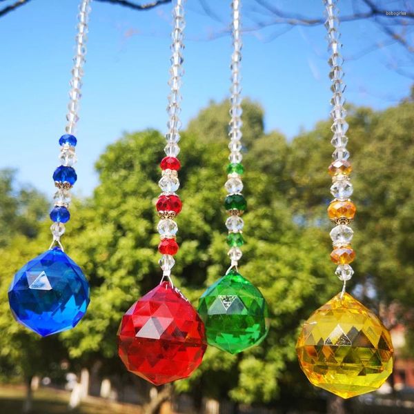 Figurines décoratives 4 pièces/lot Chakra boule de cristal lustre prismes pendentifs pièces extérieur jardin Suncatcher arc-en-ciel fabricant suspendu maison