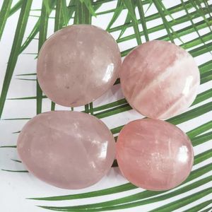 Decoratieve beeldjes 4 stcs natuurlijke roze kristal palmsteen roze kwarts zorgen angst stress verlichte reiki genezing