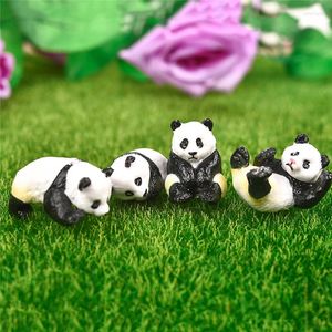 Figurines décoratives 4 pièces/ensemble mignon résine Panda mousse Micro paysage Terrarium Figurine décoration drôle bébés ornement fée jardin