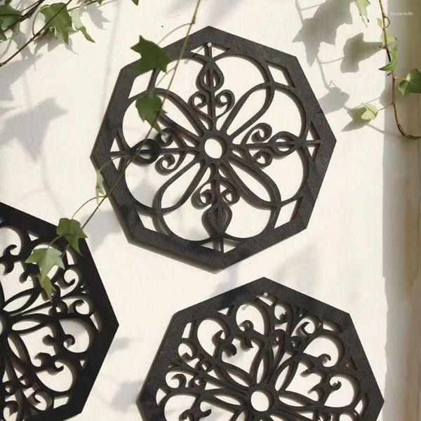 Figurines décoratives 4pcs Géométrie en bois ornement HEXAGON SHORD CLACE DÉCOR MUR CARI