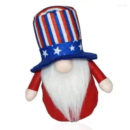 Decoratieve beeldjes 4 juli Patriotische kabouter Independence Day Creatieve Amerikaanse sterren en strepen pluche pop handgemaakte elf dwergdecor