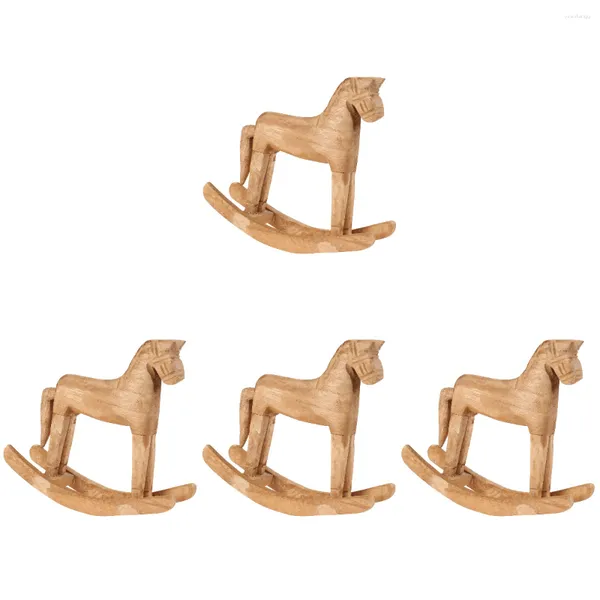 Figuras decorativas 4x niños caballo mecedora decoración mesa niño madera para niños pequeños