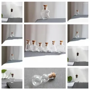 Decoratieve beeldjes 5/10/20 stks glas wensen fles hanger mini vaas kurk handgeblazen flacon voor bruiloft poppen huis decor diy sieraden pot