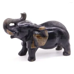 Figurines décoratives 5.4 "Picasso Japser Natural Crystal Reiki Stone Heurned Starved Elephant Statue Feng Shui Figurine Crafts Home Office