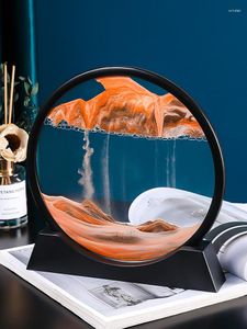 Figurines décoratives 5/7/12 pouces image d'art de sable en mouvement verre rond 3D paysage de mer profonde en mouvement affichage cadre coulant peinture
