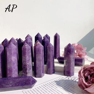 Decoratieve Beeldjes 5-8 cm Natuurlijke Kristal Kolom Lila Steen Obelisk Punt Lepidoliet Reiki Healing Wand Woondecoratie