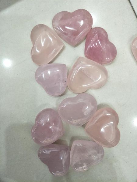 Figuritas decorativas, 5 piezas, alambre de corazón de cristal de cuarzo rosa rosa y joyería para envolver, regalo de devolución de boda de amor DIY