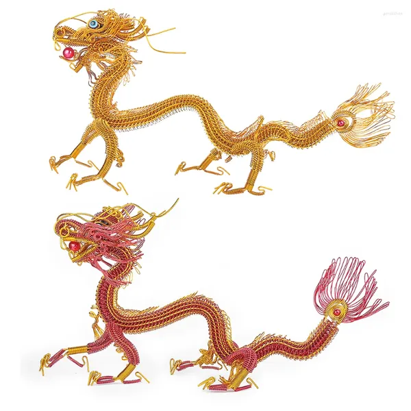 Figurines décoratives 50 cm 3D Grand dragon chinois Mythical Animal Aluminium Tire Artillement Artisan Chinoiserie Souvenir Mascot Office Decor