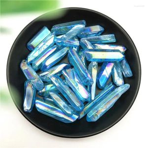 Figuras decorativas 50 g galvanizado azul claro titanio aura lemurian semilla cuarzo cristal punta piedras espécimen natural y minerales