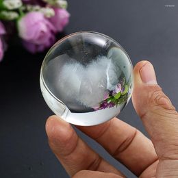 Figurines décoratives 50 mm Crystal Ball Gravé 3D Love Heart Glass Sphere Globe Paper Paper Mariage Centorpiece décor Forever Vanlentine's