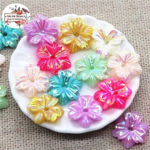 Figurines décoratives 50pcs 10 mm AB Blanc / noir / rose Couleur de fleur résine à plat Cabochon bijoux de bricolage / décoration de téléphone artisanat