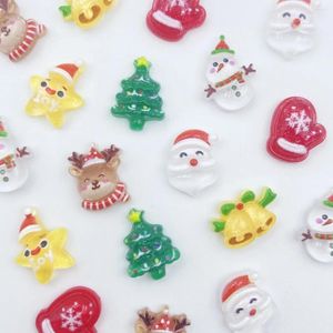 Figurines décoratives 50pcs Christmas Series art nail art plate arrière résine en strabisme décalque artisanat