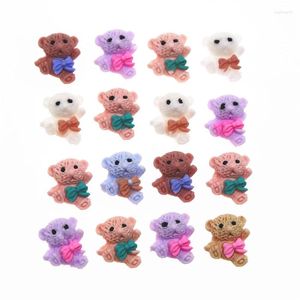 Figurines décoratives 50pcs Mignon Bear Multicolor Resin Nail Art Decorations for Nails Glitter Scrapbook Embellissements Accessoires 11x13 mm