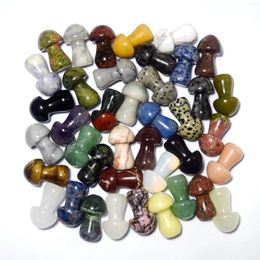 Figurines décoratives 50pcs en gros pendentif en pierre naturelle collier sculptures de champignons et sculptures perles pour la fabrication de bijoux cadeaux faits à la main