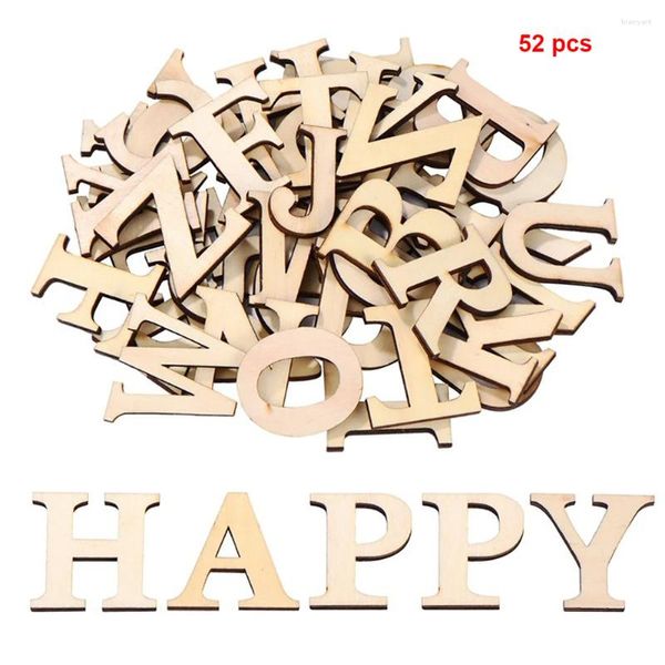 Figuras decorativas 52pcs/set letras de madera de madera hogar alfabeto de álbum de recortes palabra artesanía de bricolaje