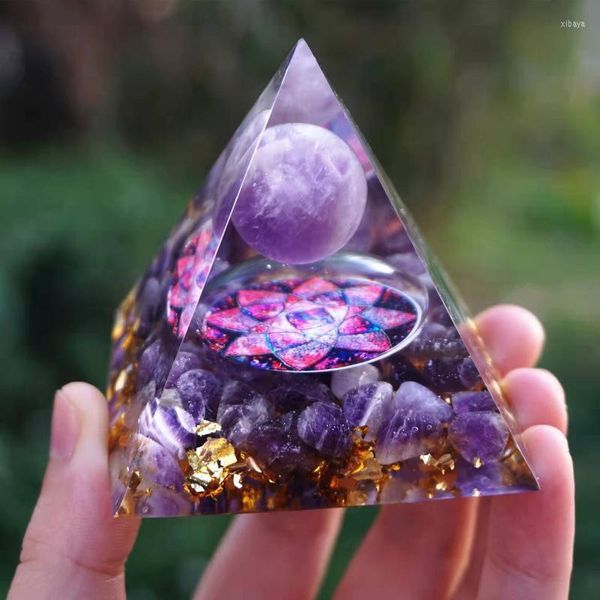 Figuras decorativas 5 cmCristales Piedra Natural Orgonita Pirámide Orgón Generador de Energía Curación Reiki Chakra Meditación Adornos Artesanía