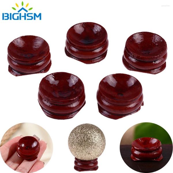 Figuras decorativas 5 piezas Base de soporte de madera dura para la bola de cristal Soporte de glúte Gluster Spherer Sporter Espécimen de huevo Pedestal de madera