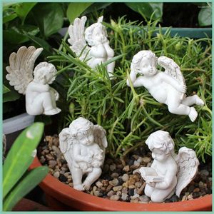 Figuras decorativas 5 piezas mini ángeles conjunto resina escultura estatuilla estatua hogar jardín decoración adornos decoración artesanía hecha a mano arte moderno