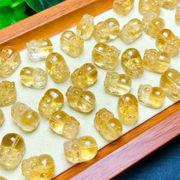 Figurines décoratives 5pcs Natural Citrine Pixiu Bijoux accessoires Fengshii Healing Home Decoration Femme Man Gift Holiday Gift 12mm