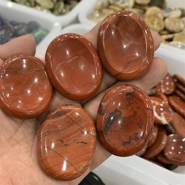 Figurines décoratives 5pcs Jasper rouge naturel inquiète la pierre de pierre de pierre gemme guérison thérapie reiki traitement minéraux spirituels massage palm