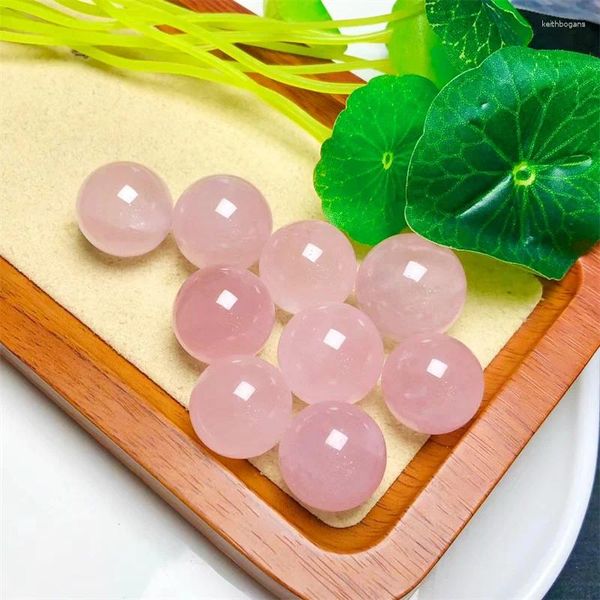 Figuritas decorativas, 5 uds., Mini bolas de cuarzo rosa Natural, piedra curativa, esfera pequeña, regalos de cristal rosa, decoración del hogar, 18-20mm