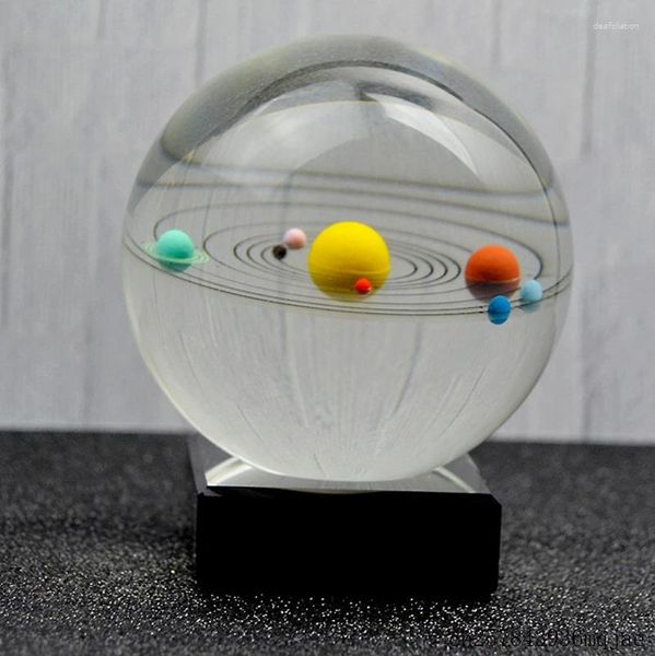 Figurines décoratives, 5 pièces, système solaire, boule de cristal, Globe astronomique céleste, 8 planètes, boules de galaxie, décoration de la maison