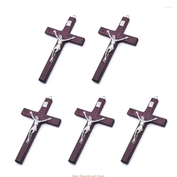 Figurines décoratives 5pcs Jésus du Christ en bois pour croix de souffrance STATURE PRIME RELIGIEUX crucifix suspendu main