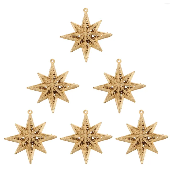 Figurines décoratives 6 pièces pendentif étoile de noël couronne en plastique tridimensionnelle noël à huit branches