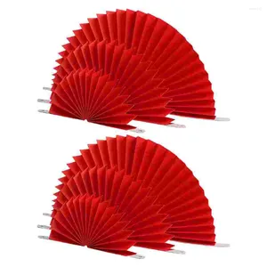 Figuras decorativas 6 pcs Ventilador plegable Estilo chino The Flowers Festival Red Cardboard Ornament