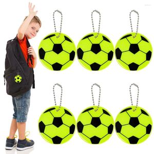 Figurines décoratives 6 pièces, pendentif réfléchissant de Football, ornement suspendu, porte-clés lumineux haute visibilité