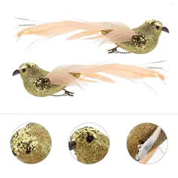 Figurines décoratives 6 pcs Gold Powder Christmas Bird Bird Artificial Robin Birds Tree de Noël faux pour l'artisanat