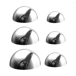 Figurines décoratives 6 pièces Mini miroirs de jardin boule réfléchissante hémisphère 15x15cm boules en acier inoxydable argent creux