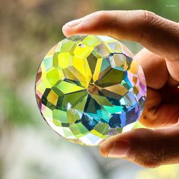 Decoratieve beeldjes 60 mm Mandala Suncatcher Clear DIY Crafts Crystal Pendant Bloem gefacetteerd ronde prisma's bruiloftdecoraties