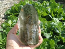 Figurines décoratives 660G TOP !!!Rare Natural Green Ghost Quartz Crystal Wand Point Healing La1141