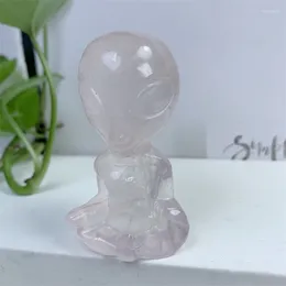 Figuras decorativas 6 cm Meditación de cuarzo transparente de alta calidad Tallado Alien Tallado Curación Estatua de cristal Decoración Home Gemstone Craft