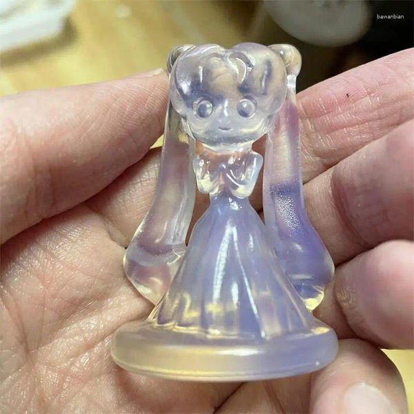 Figurines décoratives 6 cm de haute qualité Opalite Crystal Critoon Cartoon Belle Statue de fille pour décoration maison