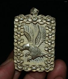 Decoratieve beeldjes 6CM zeldzame Chinese Miao zilveren Feng Shui Eagle Hawk geluk amulet hanger