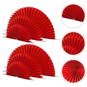 Decoratieve beeldjes 6pcs Chinese hangende papieren fans Set Red Folding Fan Decoration 2023 Spring Festival Jaar feestartikelen benodigdheden